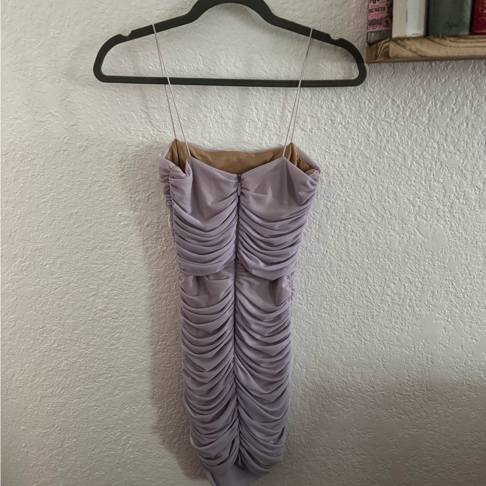 Lavender Ruched Bodycon Dress - Picture 2 of 4